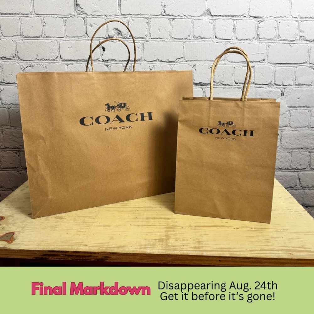 2 Coach Paper Shopping Bags Gift Bags with Logo (empty)